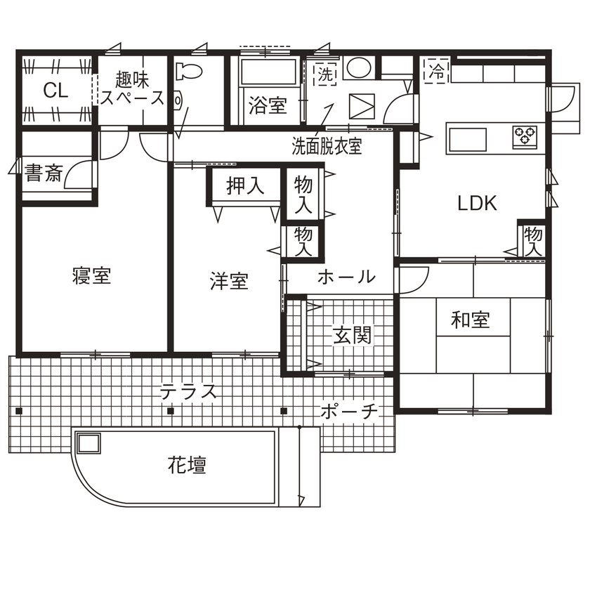 小向建設 【みどり市】暮らしやすさが詰まった平屋の間取り図null1階