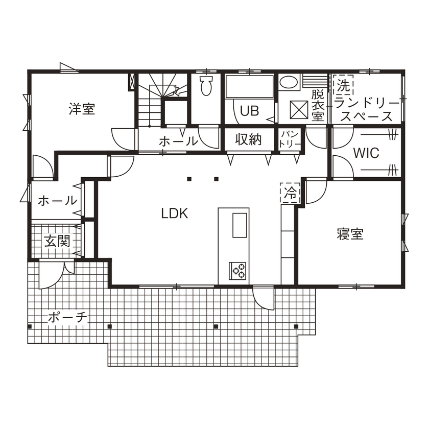 小向建設 【前橋市】カフェ風インテリアの家 / タイルデッキ / 店舗併用住宅の間取り図（4LDK）1階