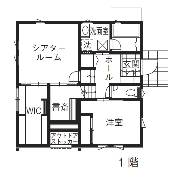 BinO前橋／立見建設 「理想は全て叶えられた」スキップフロアで楽しむ暮らしの間取り図（4LDK+アウトドアストッカー）１階