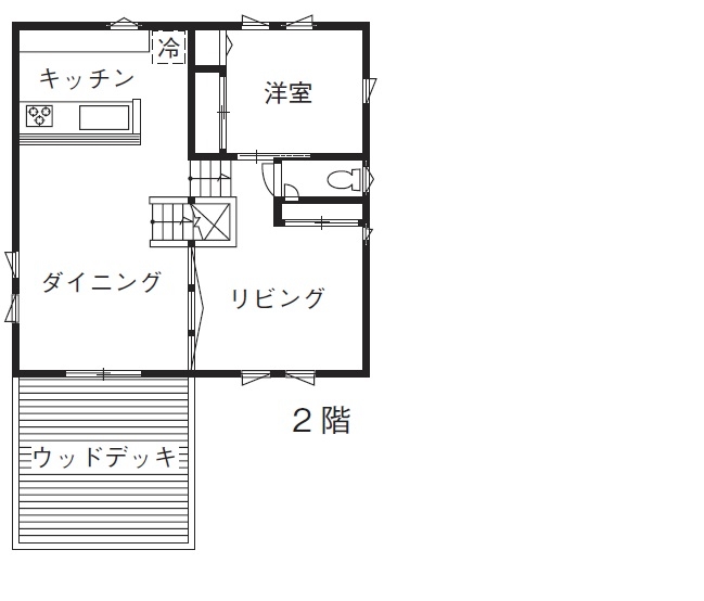 BinO前橋／立見建設 「理想は全て叶えられた」スキップフロアで楽しむ暮らしの間取り図（4LDK+アウトドアストッカー）２階