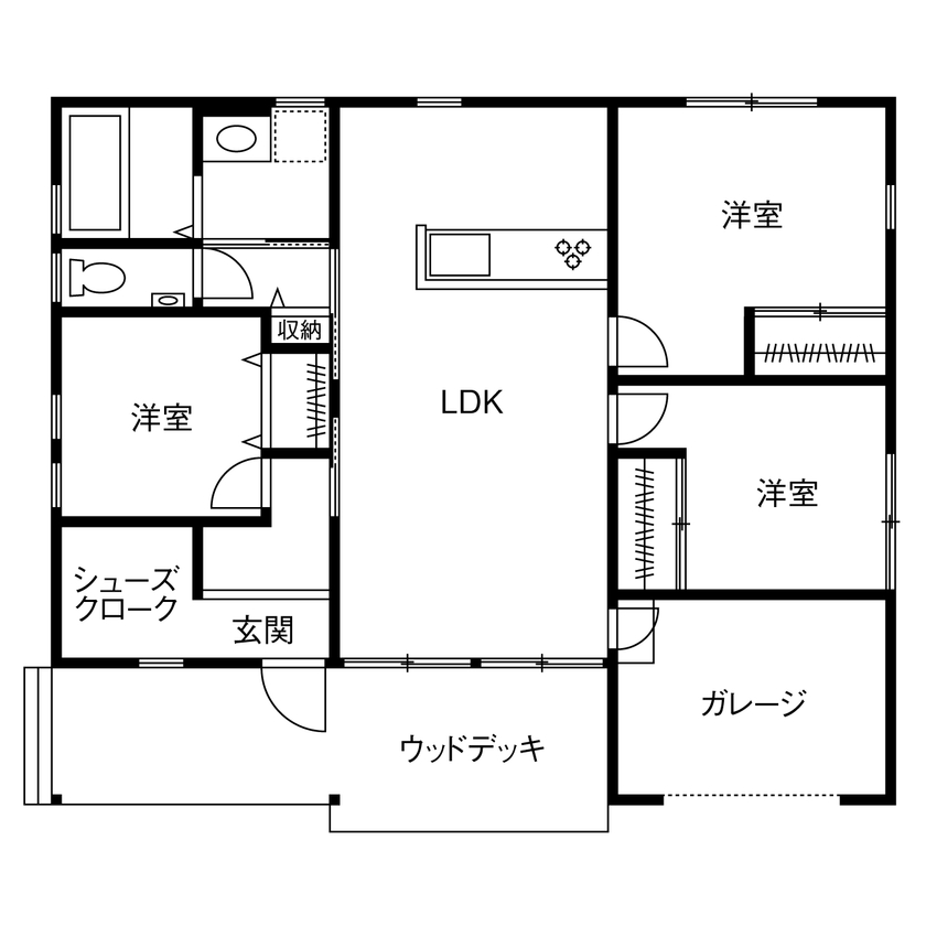 ヒロ建工 【2,000万円台/20坪台/間取り有/埼玉県】デザインや家事動線の理想も叶える 子育てがしやすい平屋の住まいの間取り図（3LDK）1階