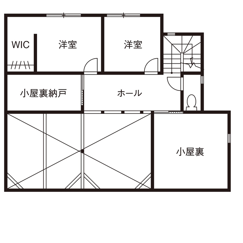 ヒロ建工 【2000万円台/間取り図有/東京都】趣味のバイクを眺めながら暮らす、広いアウトドアストッカーのある家の間取り図（3LDK）2階