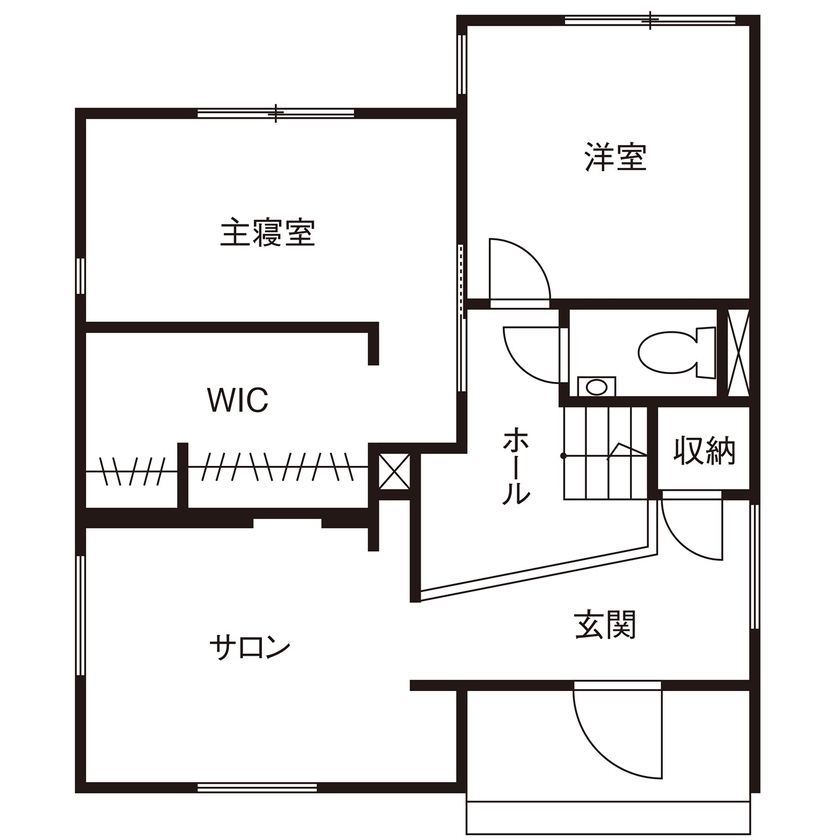 ヒロ建工 【2000万円台/間取り図有/埼玉県】2階リビングの大きな窓から光を取り込む、ネイルサロン併設の住まいの間取り図（2LDK＋サロン）1階