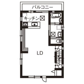 高山マテリアル 【1000万円台/約28坪/横浜市】横浜に建つ、高気密高断熱の3階建てビルドインガレージの家＜間取り図有＞の間取り図（4LDK+書庫）2階