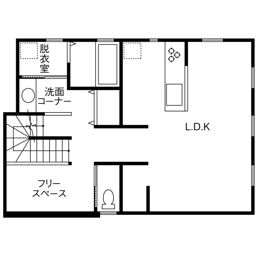 高山マテリアル 【1500万～1999万円／屋上/川崎市】見晴らしの良い高台を活かした住まいで、屋上ライフを楽しむの間取り図（3LDK）2階