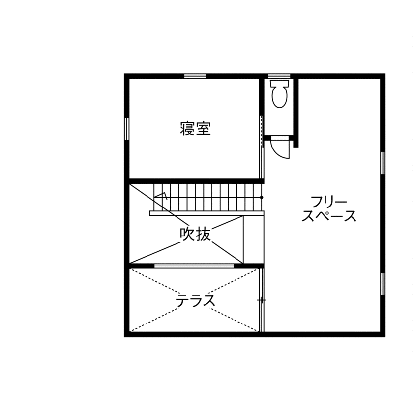 高山マテリアル 【1500万円～1999万円/逗子市】「湘南に住んで犬を飼おう！」。憧れの土地で夢を叶えた自然素材の家の間取り図（1LDK）2階