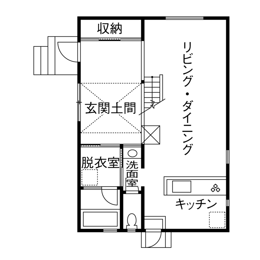高山マテリアル 【1500万～1999万円/横浜市】サッカー練習できる吹き抜けの広々とした土間＆あったらいいなを叶える家の間取り図（3LDK）1階