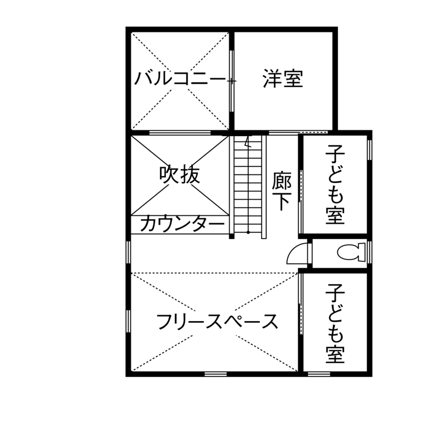 高山マテリアル 【1500万～1999万円/横浜市】サッカー練習できる吹き抜けの広々とした土間＆あったらいいなを叶える家の間取り図（3LDK）2階
