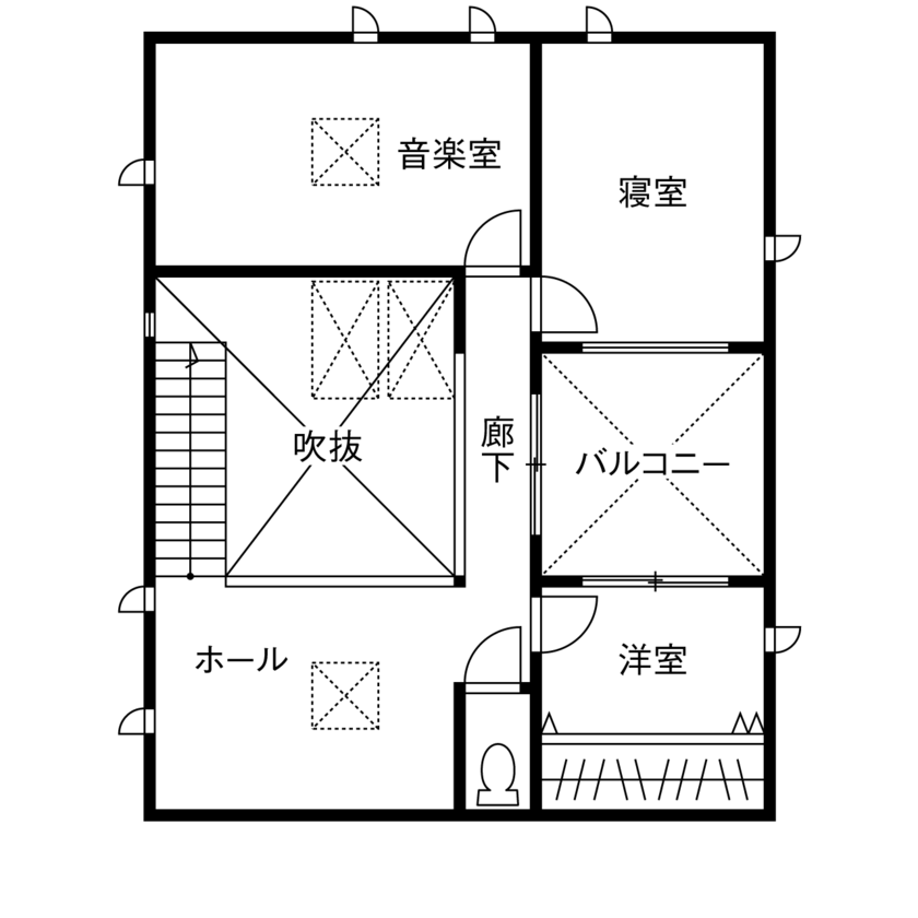 高山マテリアル 【1500万円～1999万円/大和市】趣味も楽しめる防音×収納抜群な住宅！スタイリッシュな佇まいにひとめぼれの間取り図（4LDK）2階
