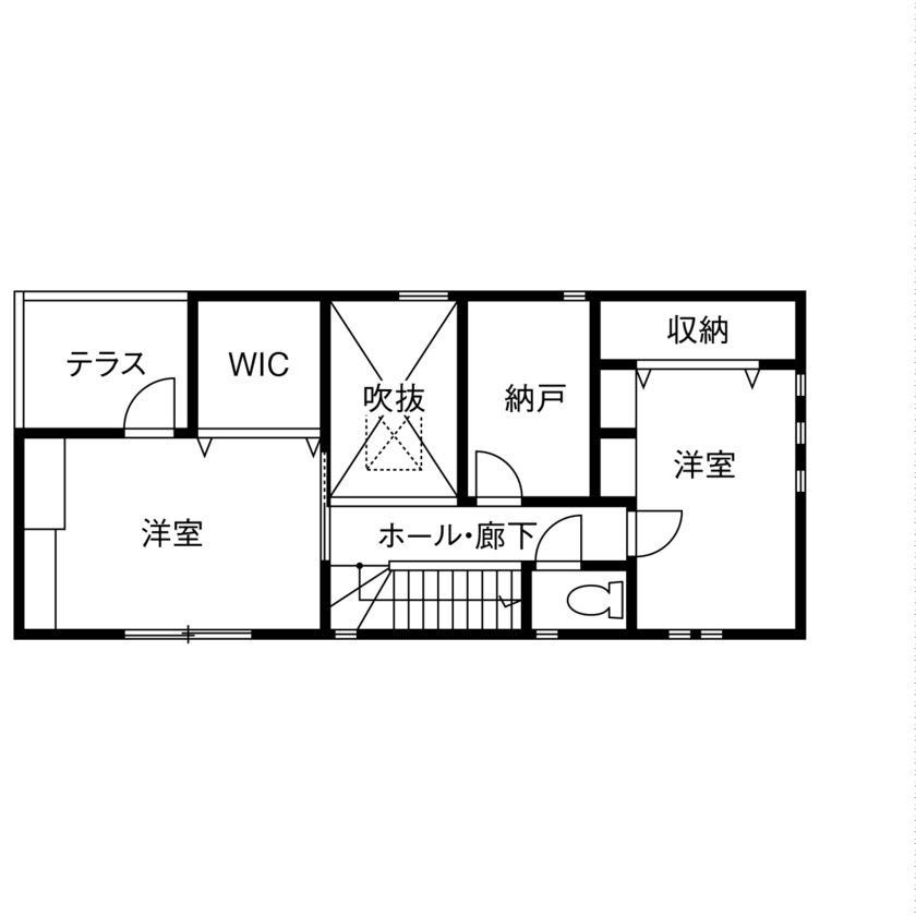 高山マテリアル 【1500万円～1999万円/大田区】限られた敷地で叶えた開放感！吹き抜け空間に光と風が溢れる住まいの間取り図（3LDK）2階