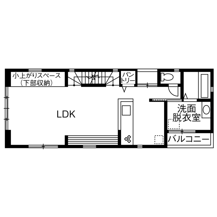 高山マテリアル 【2000万円台／敷地27.9坪／二世帯住宅/鎌倉市】狭小地を活かした屋上付き3階建て！それぞれの暮らしを尊重の間取り図（3LDK）2階