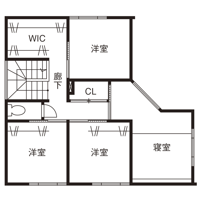 高山マテリアル 【2000万円～2499万円／収納充実／家事動線／間取図有】子育てに優しい、快適な動線も叶えたデザイン住宅の間取り図（4LDK）２階
