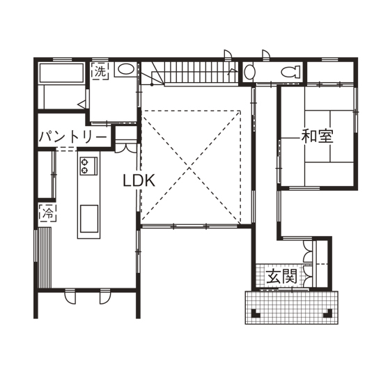 ソーフィールドホーム 【本体価格1500～1999万円】間接照明がモダンな空間を演出。美しさと暮らしやすさを追求の間取り図（4LDK）1階