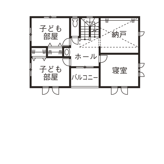 ソーフィールドホーム 可愛いキッチンが自慢のヨーロピアンデザインの家の間取り図（4LDK）2階