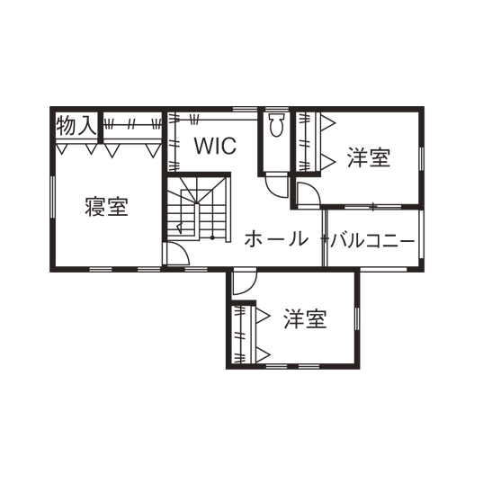 ソーフィールドホーム 【本体価格1500～1999万円】カフェのようなこだわり空間。Ｌ字キッチンが中心の住まいの間取り図（4LDK）2階
