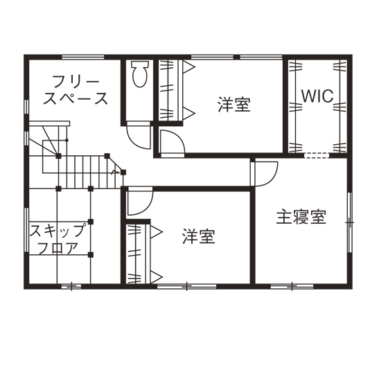 ソーフィールドホーム 【本体価格1500～1999万円／造作】徹底的にこだわったデザイン性豊かな、ブルックリンスタイルの家の間取り図（3LDK）2階