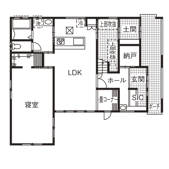 ソーフィールドホーム 予算内でこだわりを実現。趣味を楽しむ二世帯住宅の間取り図（5LDK）1階
