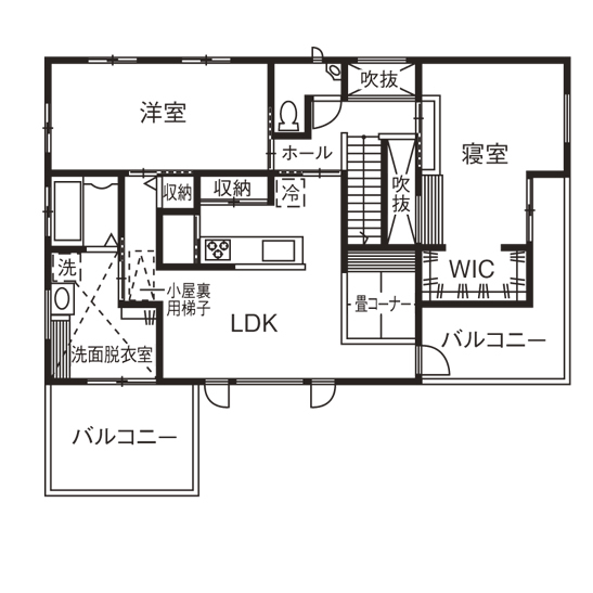 ソーフィールドホーム 予算内でこだわりを実現。趣味を楽しむ二世帯住宅の間取り図（5LDK）2階