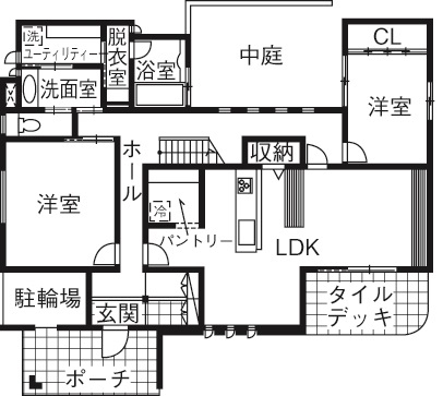 ソーフィールドホーム 【本体価格2700～2799万円／収納力】リゾートモダンにこだわり、非日常のくつろぎを生む上質な時間を。の間取り図（5K以上）1階