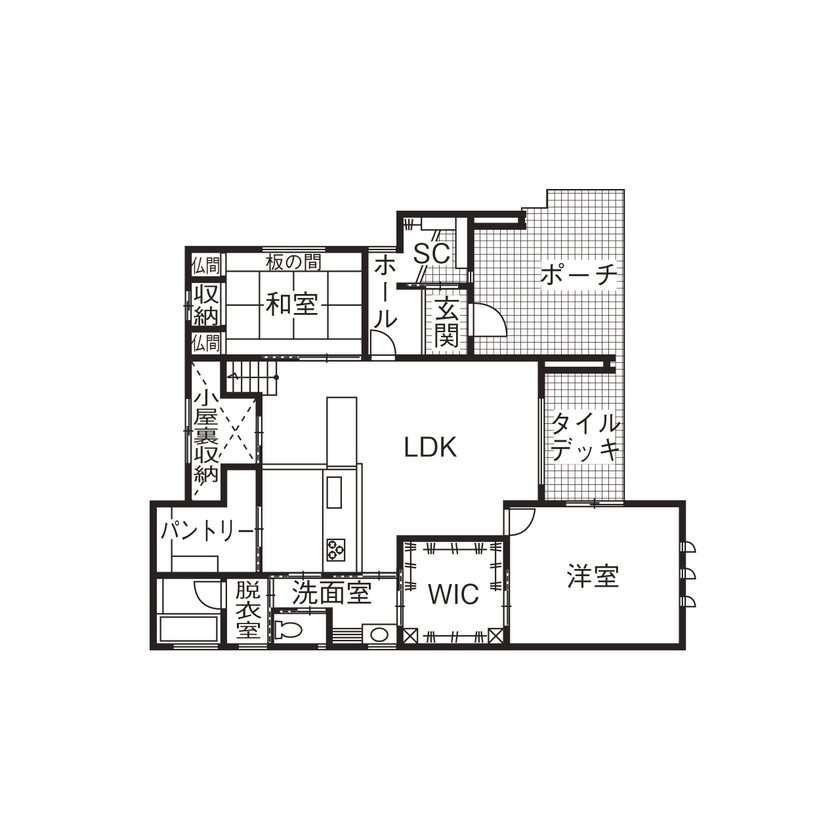 ソーフィールドホーム 【本体価格2500～3000万円 / スキップフロア / 57.3坪】上質な空間と住み心地を追求。家族の笑顔が集まる家の間取り図（5K以上）1階