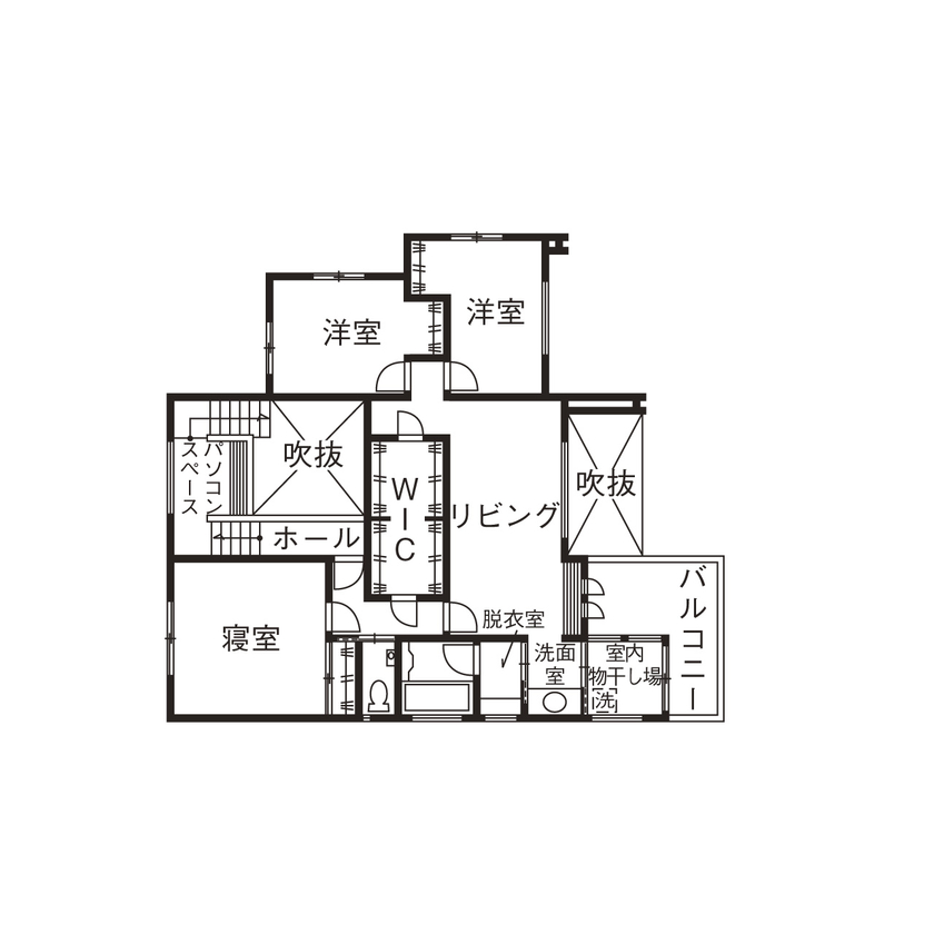 ソーフィールドホーム 【本体価格2500～3000万円 / スキップフロア / 57.3坪】上質な空間と住み心地を追求。家族の笑顔が集まる家の間取り図（5K以上）2階