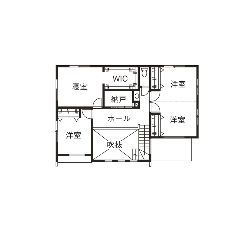 ソーフィールドホーム 【本体価格2400～2500万円 /吹き抜け/ 41.2坪】大空間LDKと木の温もり。家族の健やかな日々を叶えた家の間取り図（5K以上）2階
