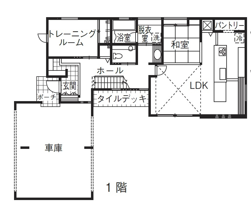 ソーフィールドホーム 寛ぎを生む高性能×デザイン。モダンリゾートの上質な暮らしの間取り図（4LDK）１階