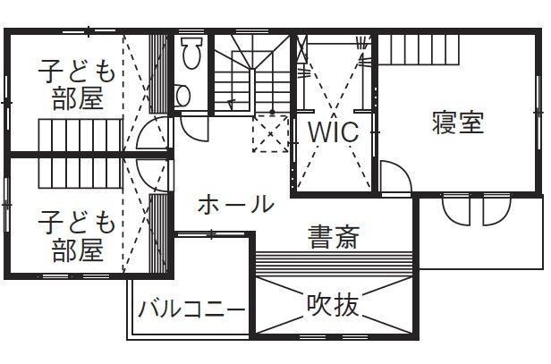 ソーフィールドホーム 暮らしやすさとデザインを両立　全館空調で隅々まで心地のいい家の間取り図（4LDK）２階
