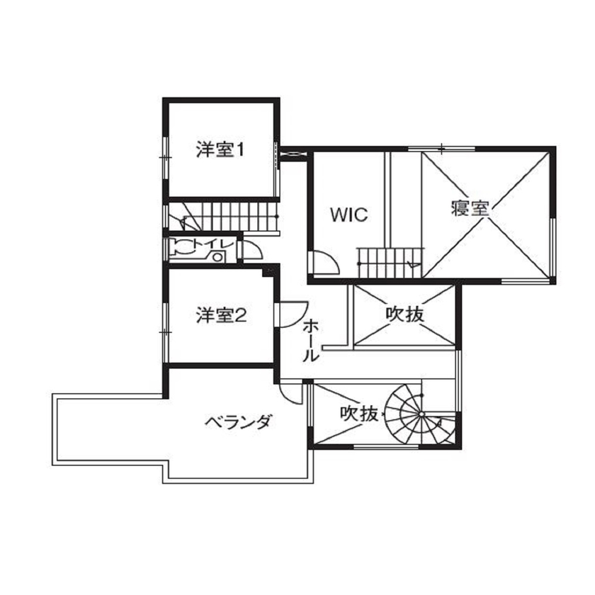 ソーフィールドホーム テーマは「白とガラスの宇宙空間」こだわりを徹底的に叶えた家の間取り図（5K以上）2階