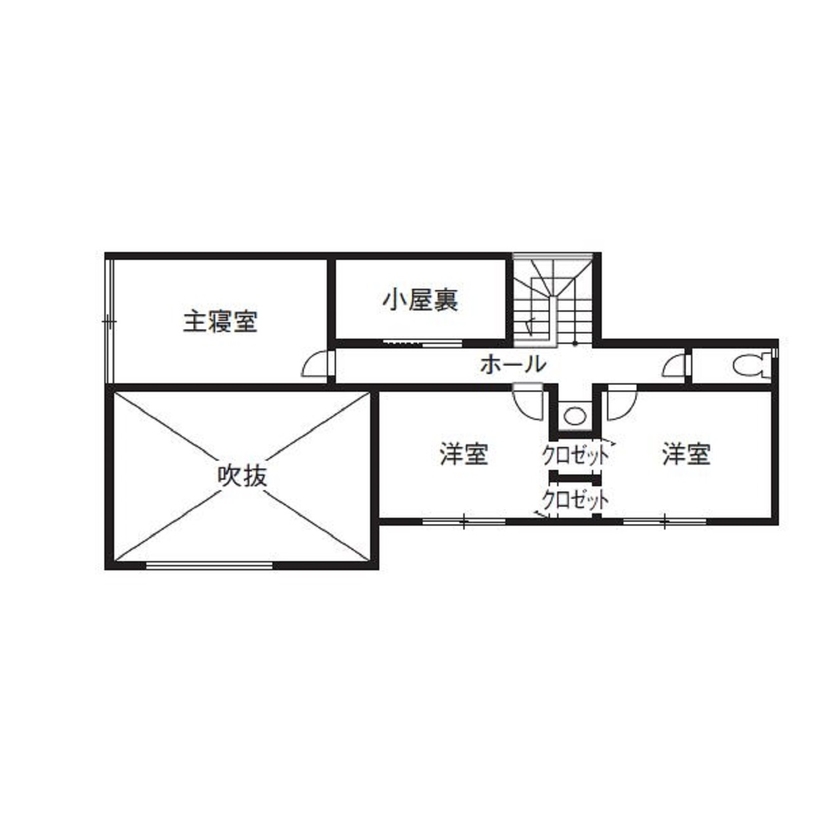 ソーフィールドホーム 各部屋にエアコンを「設置しない」海外ホテルを手本に建てた快適な家の間取り図（4LDK）2階