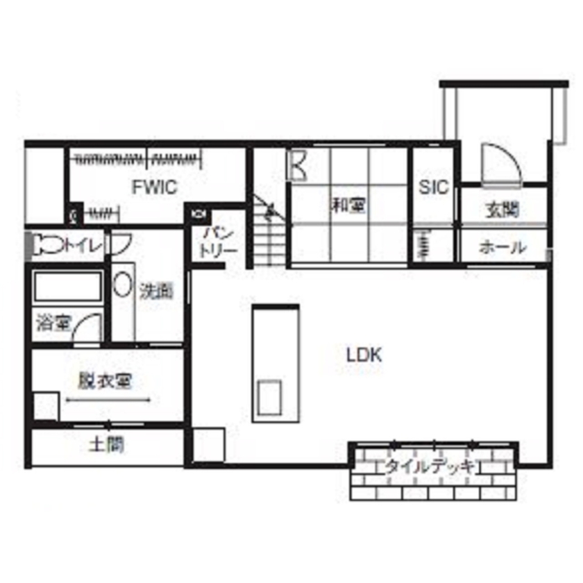 ソーフィールドホーム 【本体価格2500～3000万円/37.6坪】デザイン性と全館空調で美しく住まうクールモダンな家の間取り図（4LDK）1階