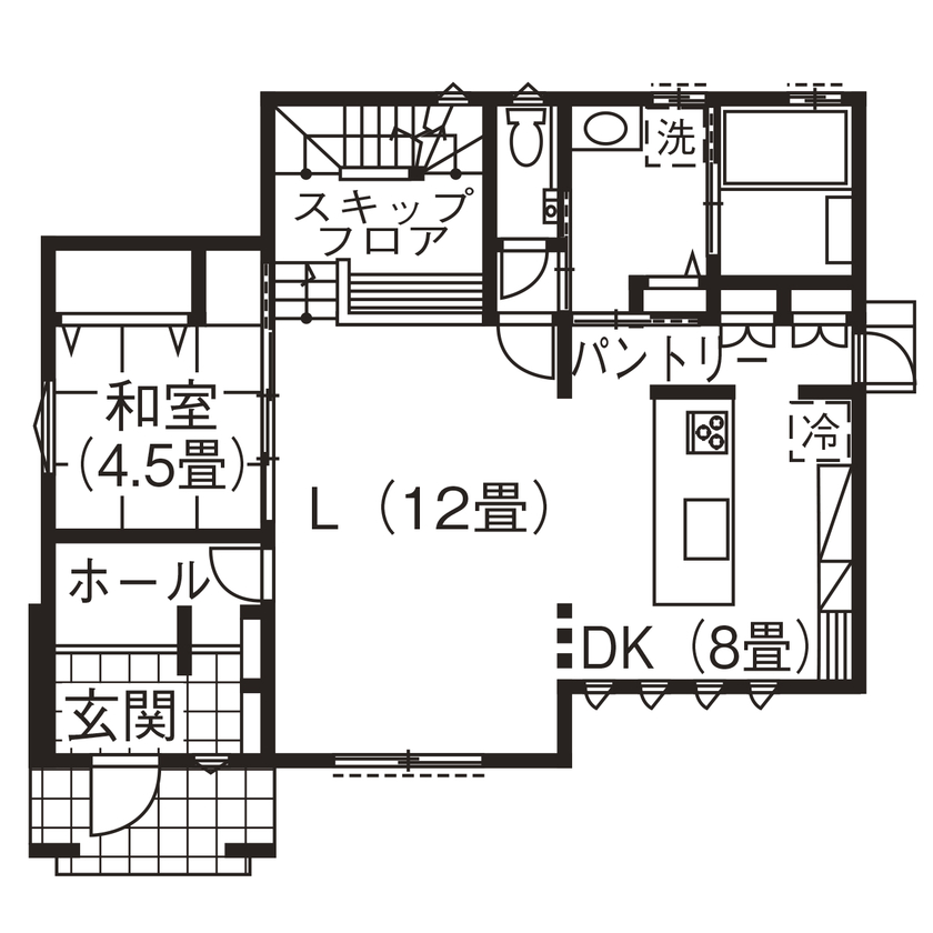 サンワ設計 ボルダリングウォールや隠れ家のような小屋裏で毎日を楽しく暮らす！家族が遊べる住まいの間取り図（3LDK）1階