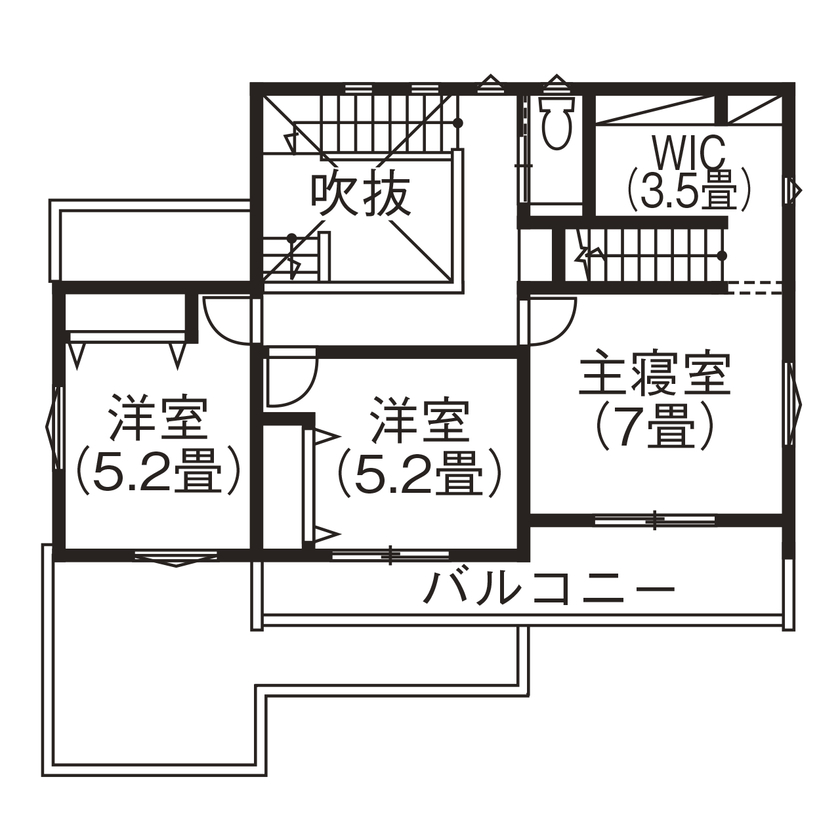 サンワ設計 ボルダリングウォールや隠れ家のような小屋裏で毎日を楽しく暮らす！家族が遊べる住まいの間取り図（3LDK）2階