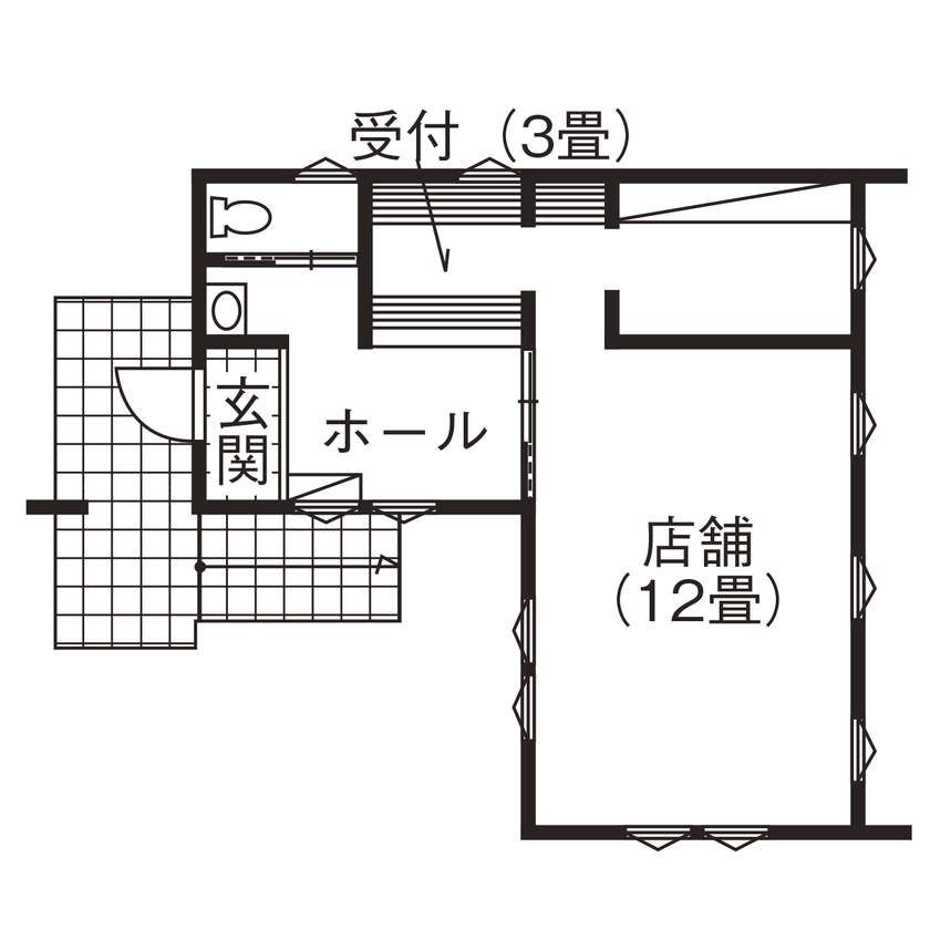サンワ設計 こだわりのカラーコーディネートが光る。ヴィンテージの風合いを愉しむ、店舗併用住宅の間取り図（3LDK）店舗