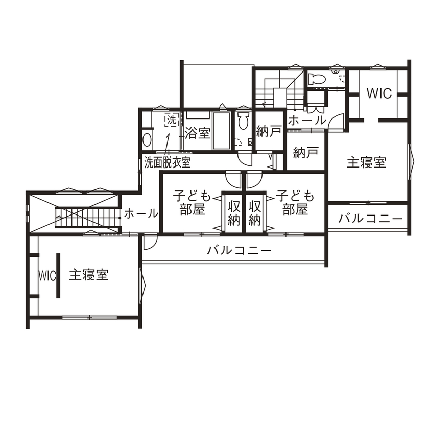 サンワ設計 個性を表現した二世帯住宅の間取り図（5LDK）2階