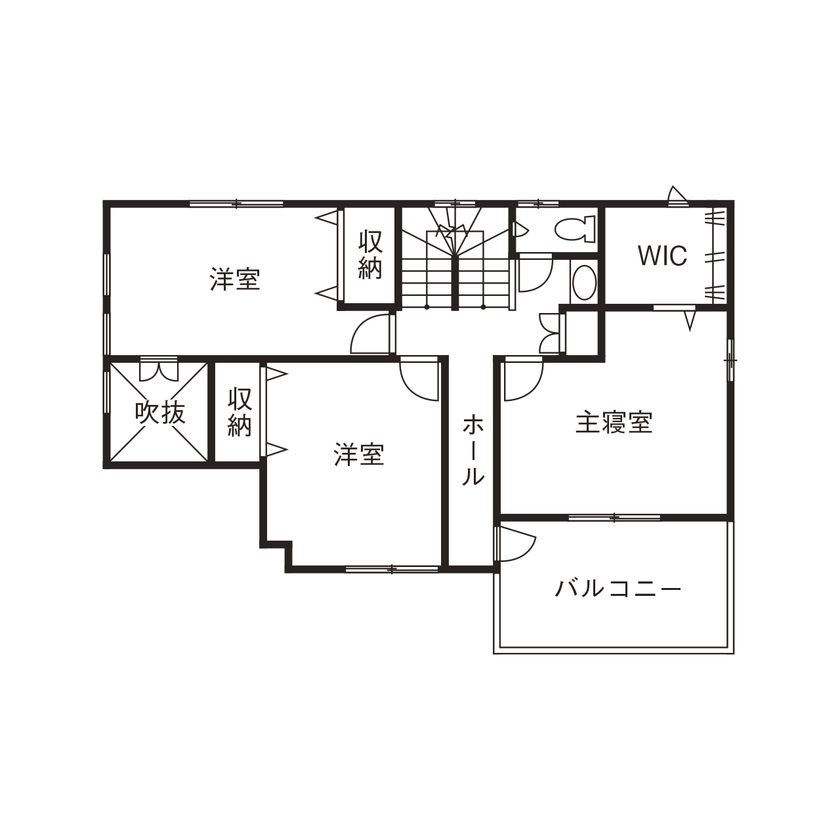サンワ設計 ピットリビングは心休まる場所　家族が心地よく暮らせる家の間取り図（4LDK）２階