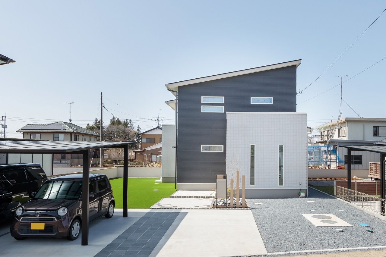 サンワ設計 グレージュカラーがオシャレなこだわりがつまったリビング階段のある家の建築実例画像1