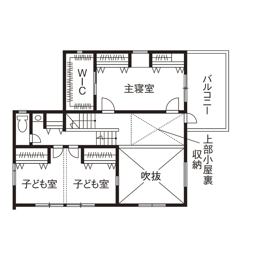 家工房 【3270万円/60坪】5層のスキップフロアに中庭・吹抜け・書斎も。白モダンなガレージハウス＜間取り図有＞の間取り図（2LDK）2階、中3階