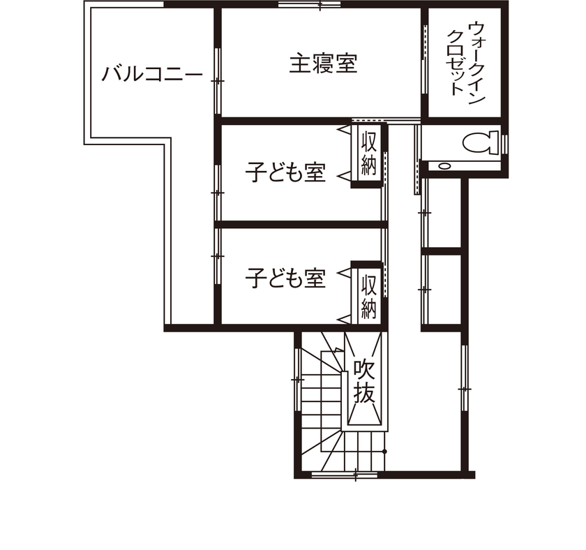 家工房 【3050万円/43.6坪/間取り図有】耐震など性能も妥協なし。細部までこだわりが光るグレイッシュモダンの家の間取り図（4LDK）2階