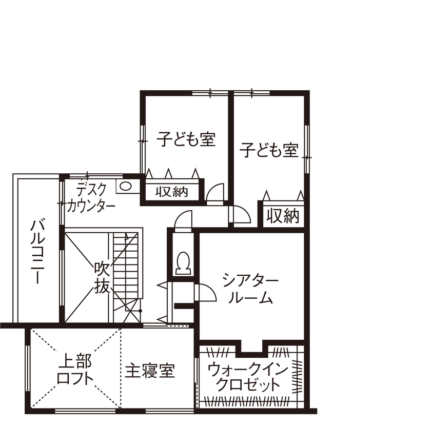 家工房 【4000万円/43.6坪/間取り図有】シアタールーム、ドッグラン…趣味スペース満載のガレージハウスの間取り図（4LDK）2階