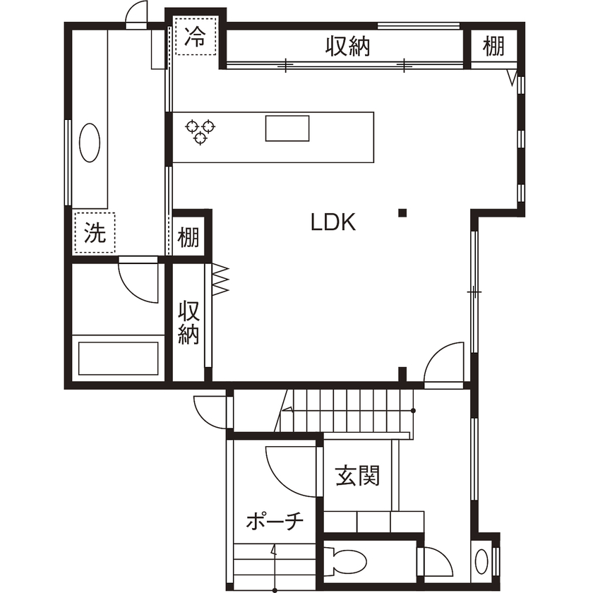家工房 【2000万円台／34.5坪／間取り図有】収納にこだわる緻密な計画で、憧れの「ホテルライク」が完成！の間取り図（3LDK）1階