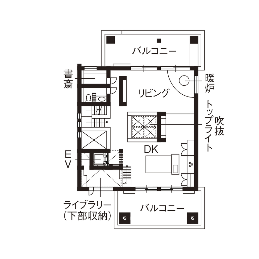 家工房 【4000万円以上／106.9坪／間取り図有】遊びのスポットがいたるところに！非日常の時間と空間を愉しむ別邸の間取り図（4LDK）3階