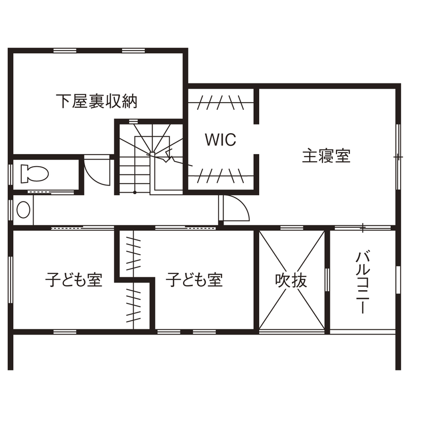 高井工務店 【3000万円台／間取り図有/家事ラク】玄関から続くおかえり動線がポイント！1階で家事が完結する時短ハウスの間取り図（4LDK）2階