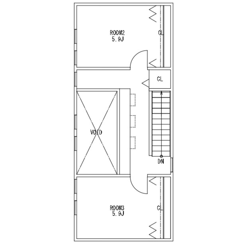 ABI-HAUS（アビハウス） 30坪の土地に3台分の駐車スペースを設けた3階建のガレージハウスの間取り図（3LDK＋WIC）3階
