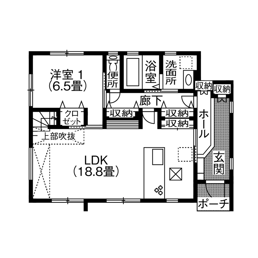 アイフルホーム　仙台・宮城北・石巻・古川 【2000万円・間取有】技術にも担当者の人柄にも信頼。「飽きのこない家」が完成の間取り図（4LDK）1階