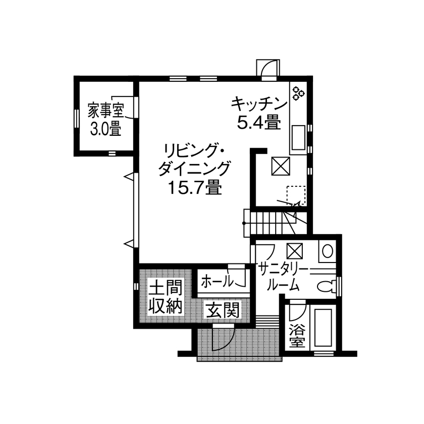 アイフルホーム　仙台・宮城北・石巻・古川 【1600万円・間取有】子どもたちの将来にも配慮した「永く快適に住める家」を実現の間取り図（2LDK）1階