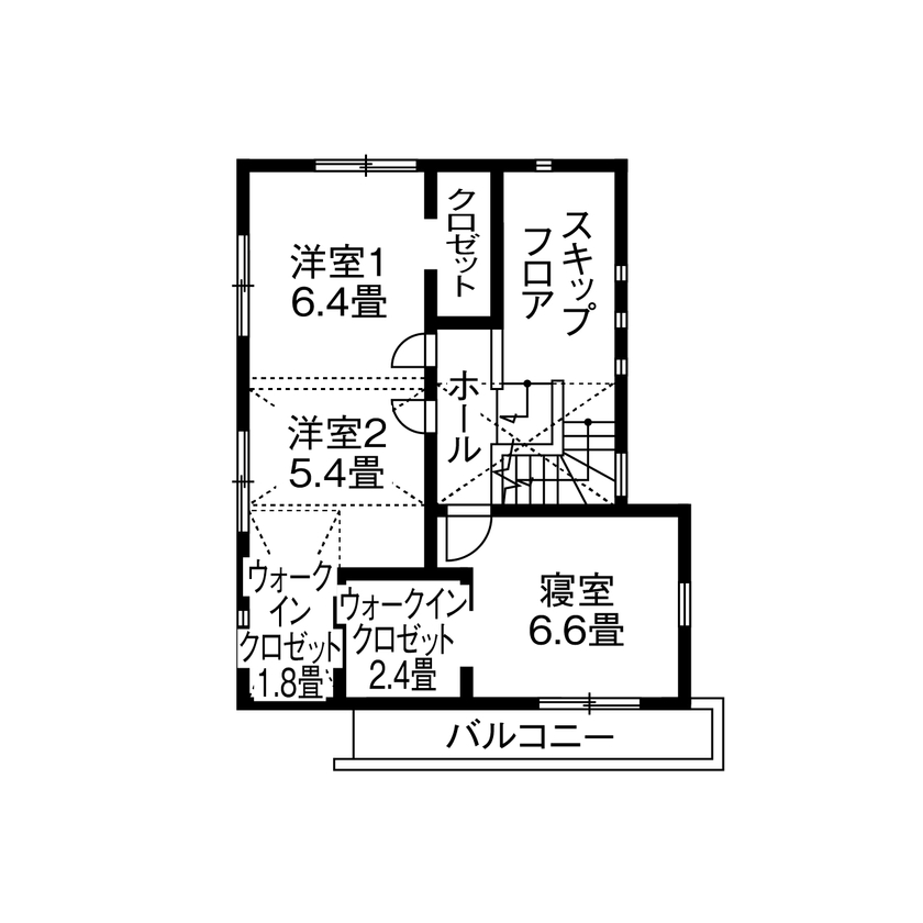 アイフルホーム　仙台・宮城北・石巻・古川 【1600万円・間取有】子どもたちの将来にも配慮した「永く快適に住める家」を実現の間取り図（2LDK）2階
