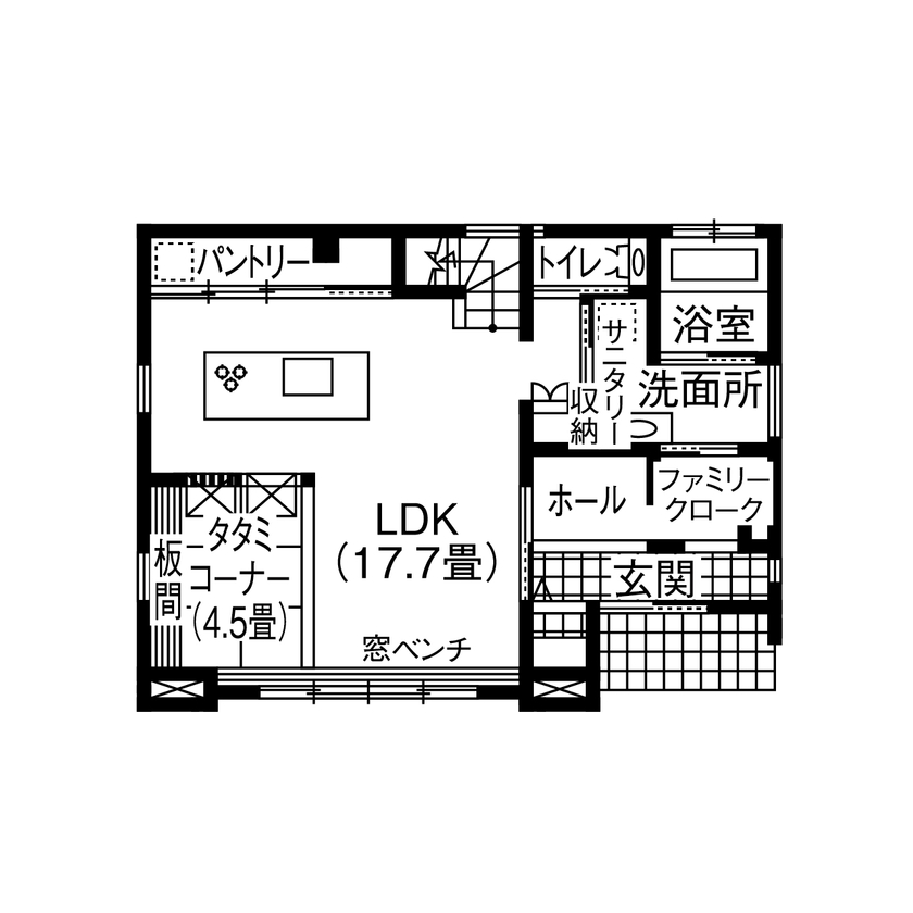 アイフルホーム　仙台・宮城北・石巻・古川 【2000万円・間取有】理想のモデルハウスと出会い、思い描いていた住まいが実現の間取り図（3LDK）1階