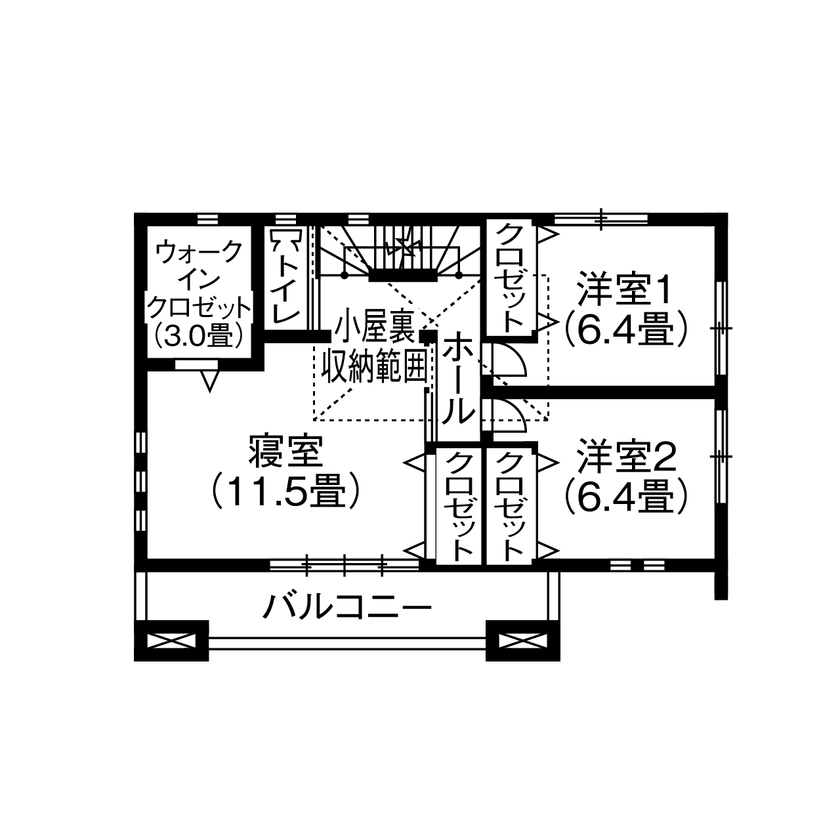 アイフルホーム　仙台・宮城北・石巻・古川 【2000万円・間取有】理想のモデルハウスと出会い、思い描いていた住まいが実現の間取り図（3LDK）2階