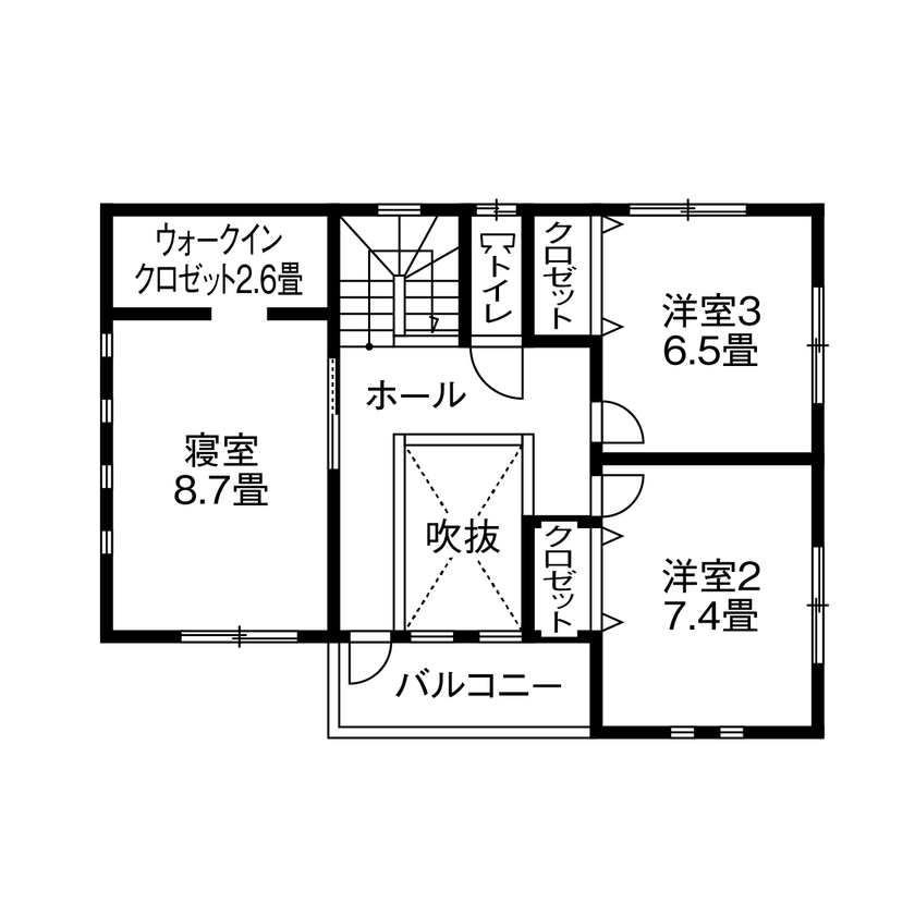 アイフルホーム　仙台・宮城北・石巻・古川 【1900万円・間取有】欲しかった「広さと開放感」がきめ細かな提案と工夫で実現の間取り図（4LDK）2階